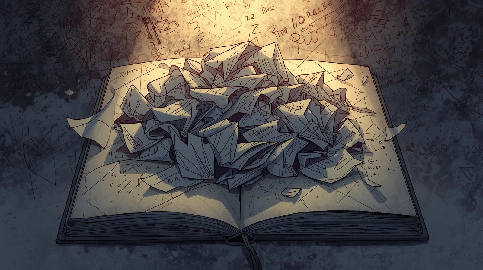 papeles arrugados escribir mal