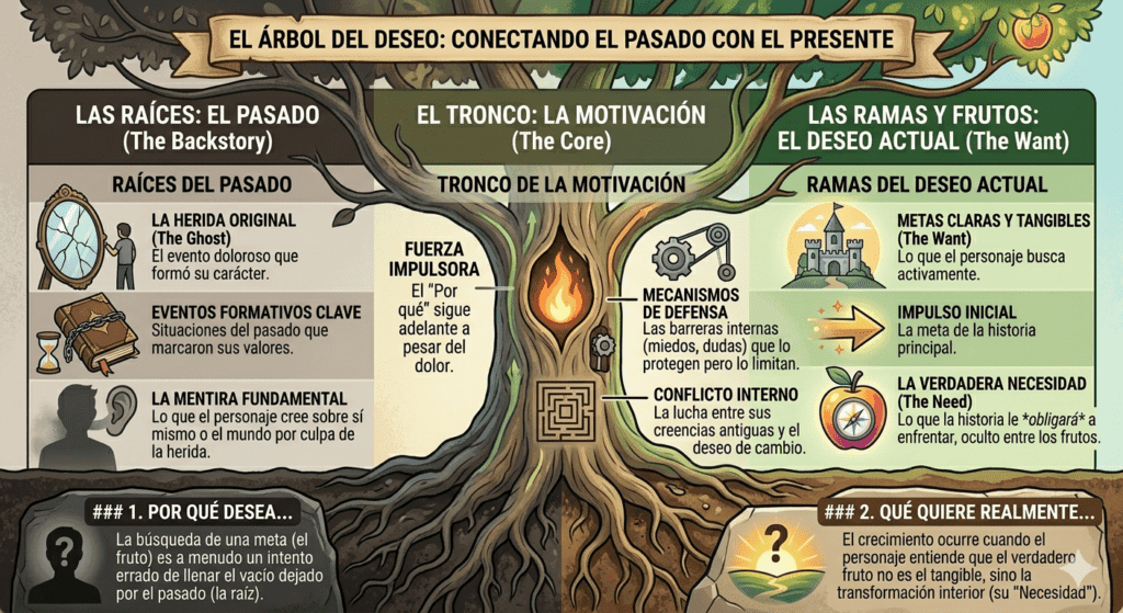 EL DESEO Y LA NECESIDAD EN EL DESARROLLO DE TU HISTORIA conectar el pasado con el presente de nuestro personaje